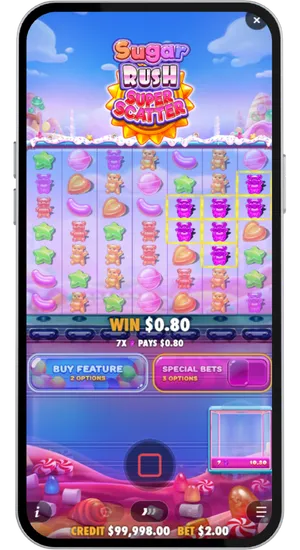 Slot reels in motion with a cluster of matching symbols connecting across the grid and a win amount highlighted on screen